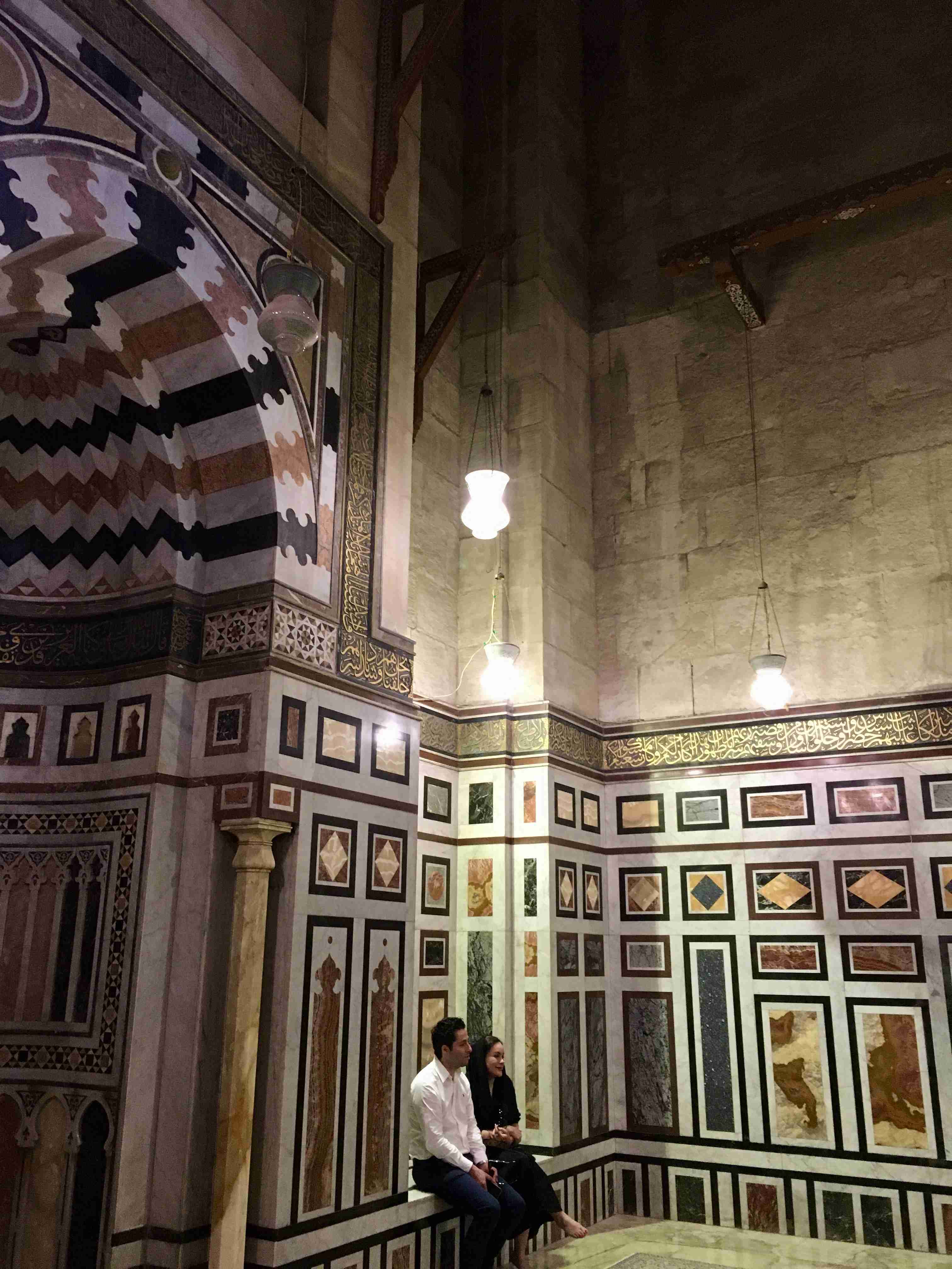 Interior of Al-Rifa'i Mosque with ornate marble and ablaq paneling