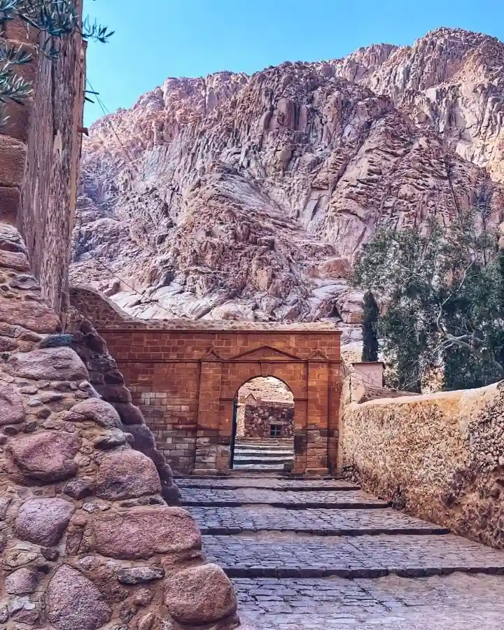 Stone archway leading through the fortified grounds of Saint Catherine's Monastery