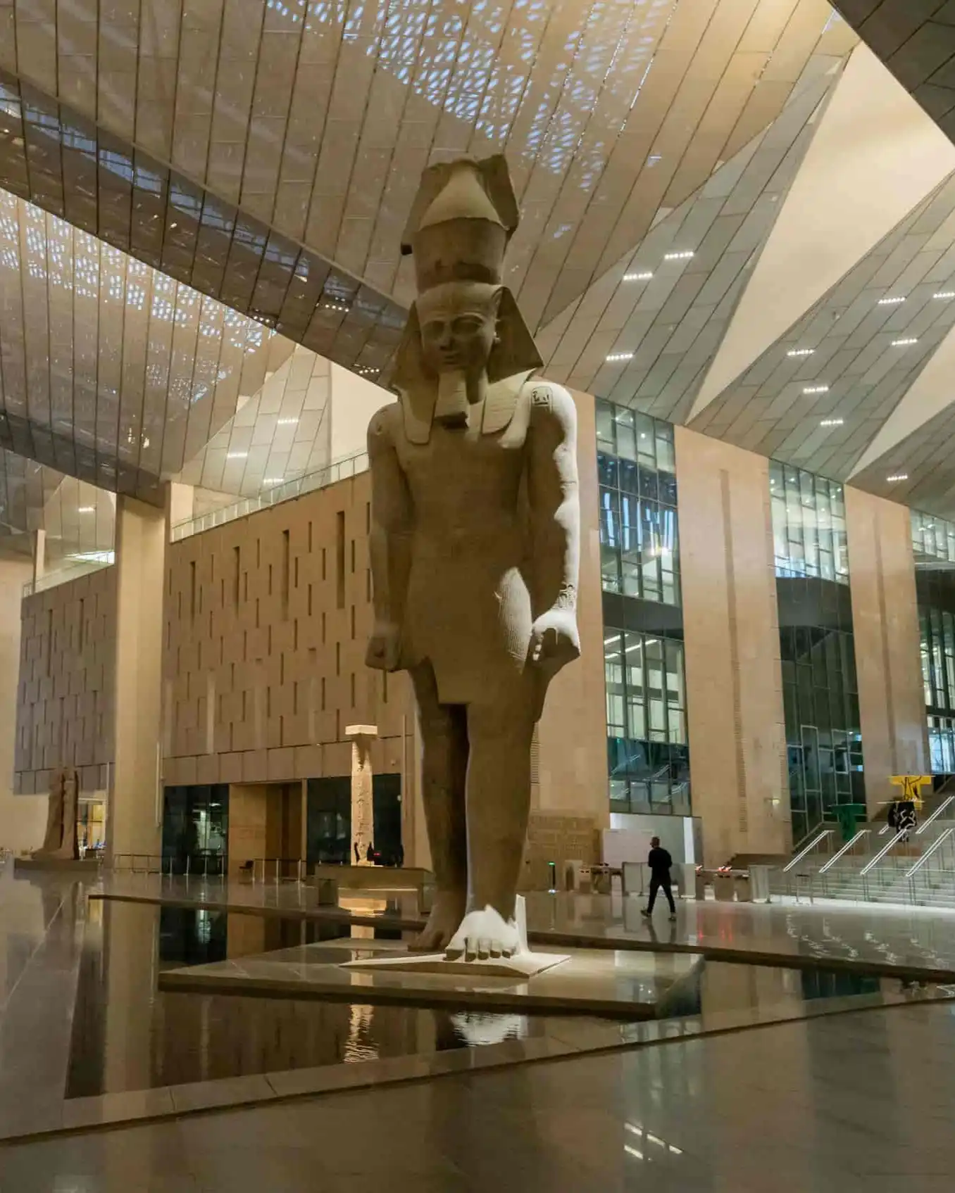 The 3,200-year-old statue of Pharaoh Ramses II inside the Grand Egyptian Museum
