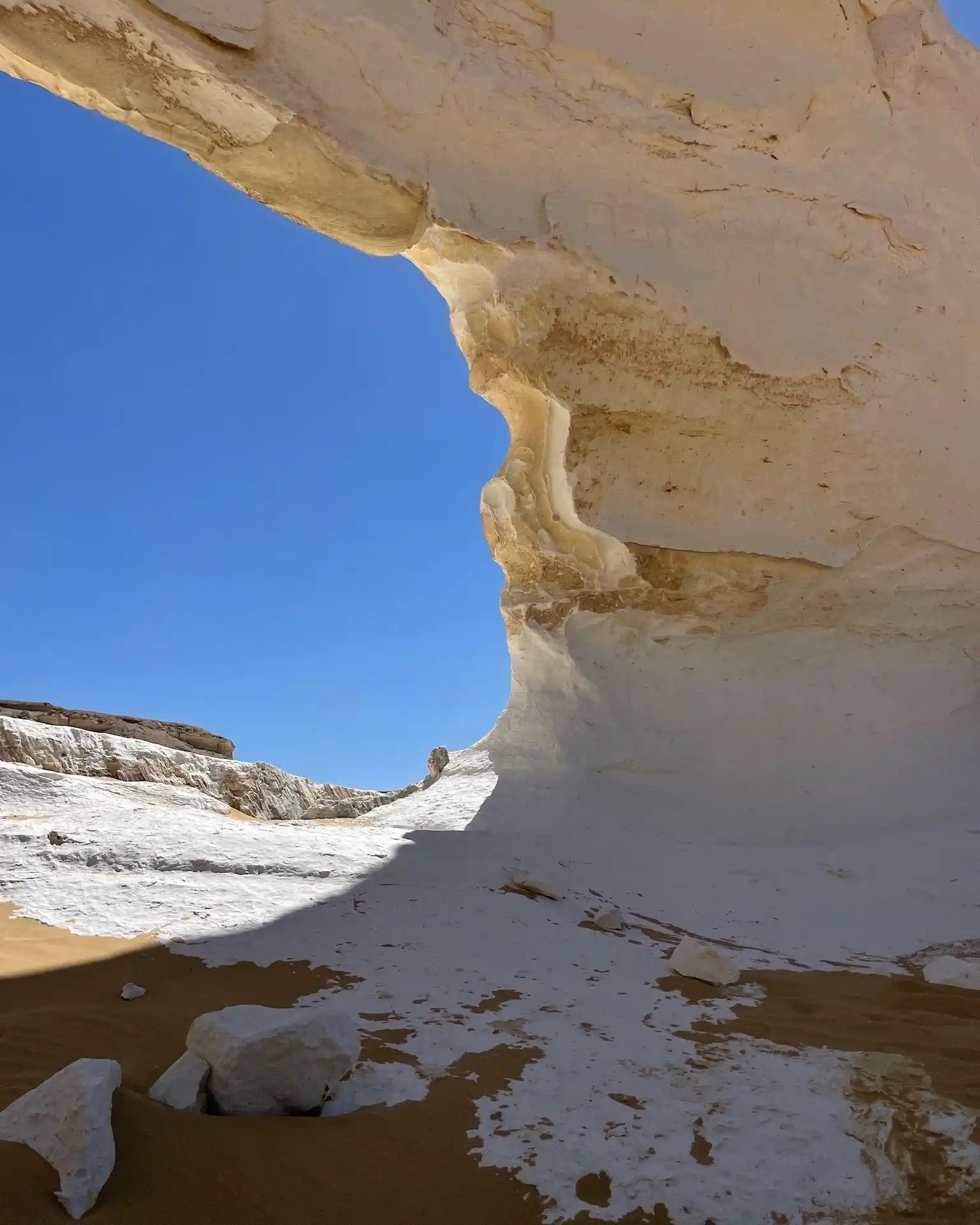 White chalk rock archway over the limestone of the White Desert