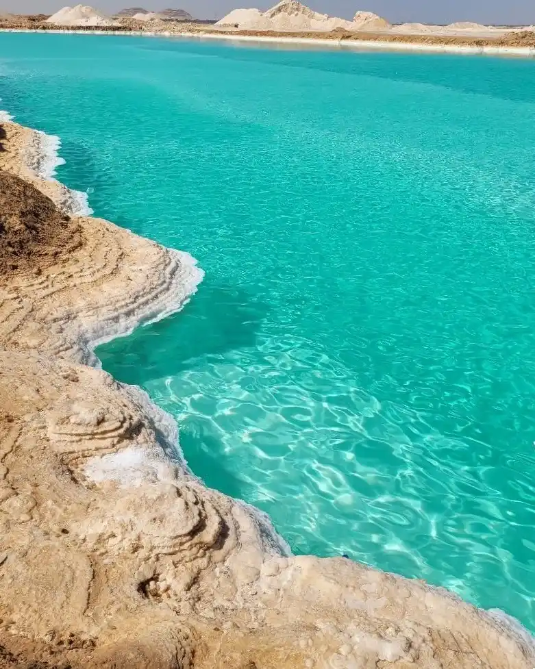Turquoise salt lake of Siwa Oasis