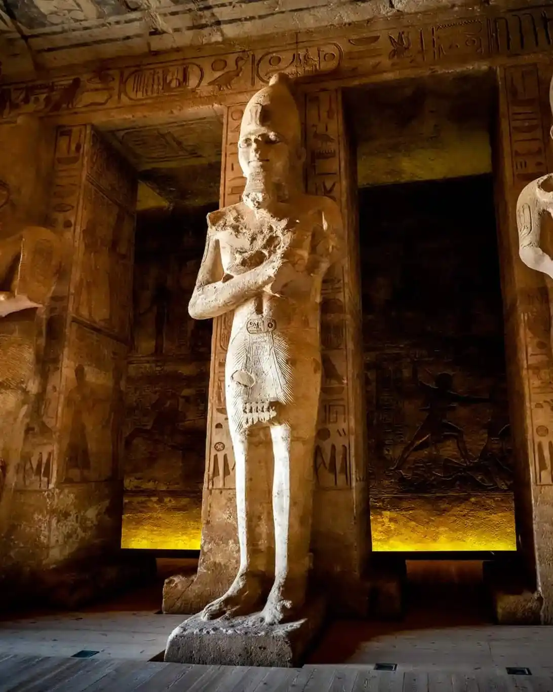 The interior hypostyle hall of the Great Temple of Ramses II