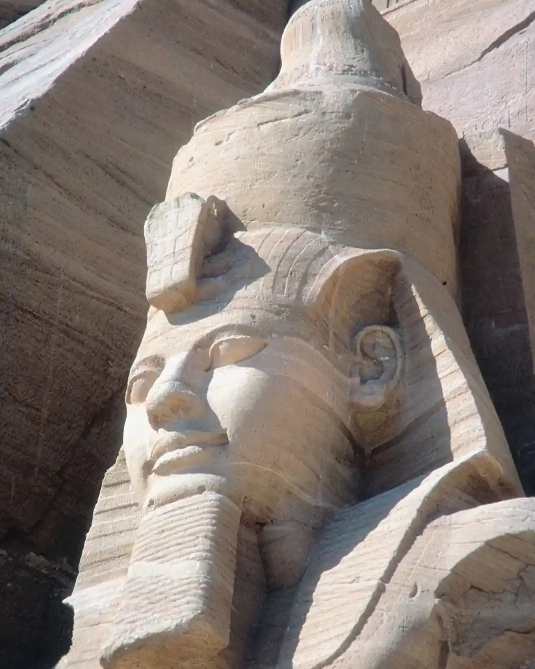 The head of a colossal statue of Pharaoh Ramesses II