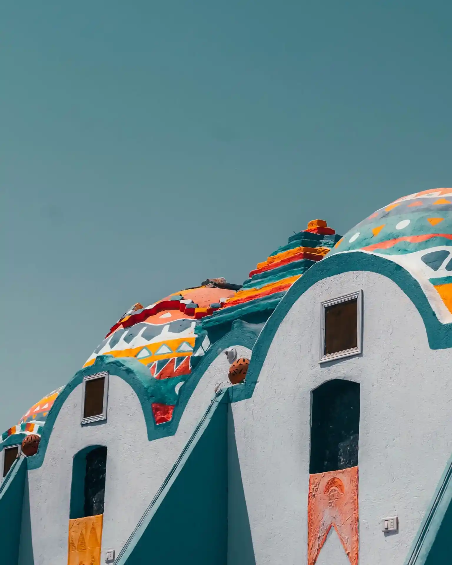 Vibrant, colorful architecture of a traditional Nubian house
