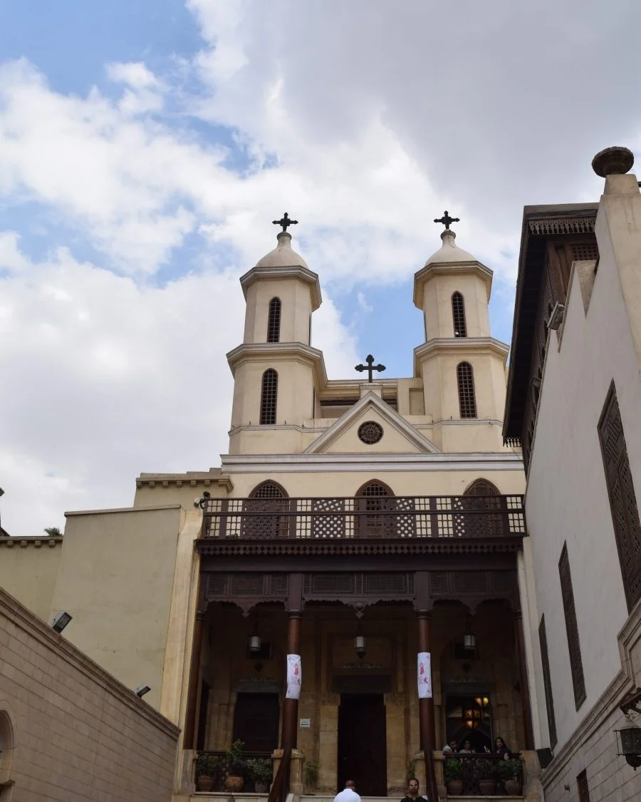 Twin bell towers of Saint Virgin Mary's Coptic Orthodox Church, widely known as the Hanging Church