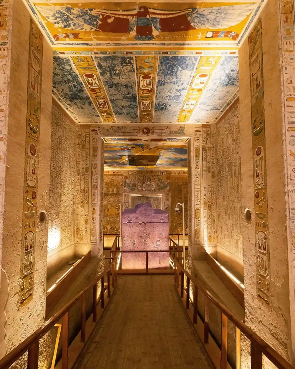 Beautifully decorated burial chamber of the Tomb of Ramesses IV in Luxor