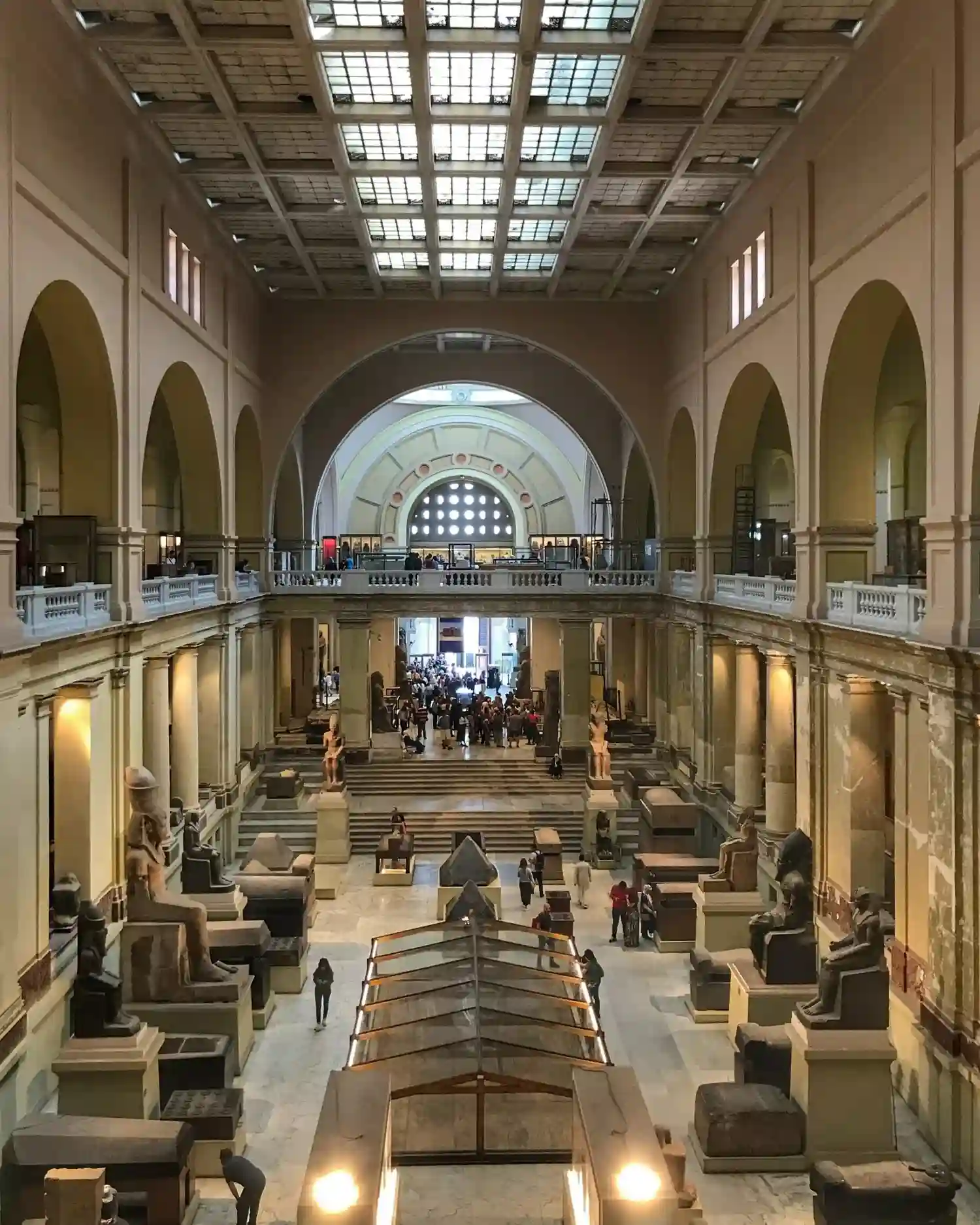 The central atrium of the Egyptian Museum in Tahrir Square