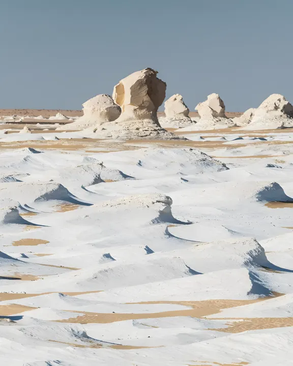 Mushroom-shaped chalk rock in Egypt White Desert