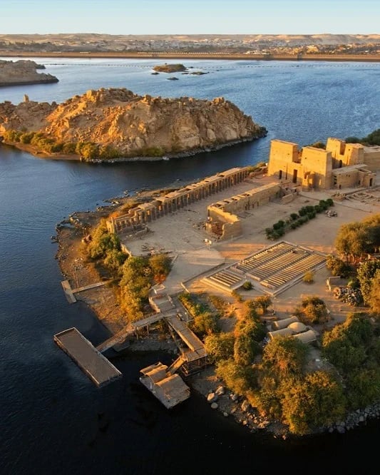Aerial view of the ancient Philae Temple Complex